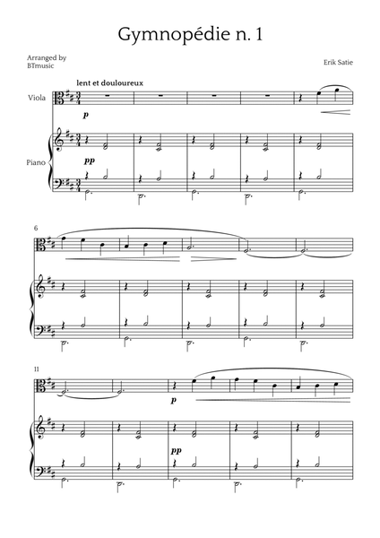 Gymnopédie N.1 - Viola and Piano image number null