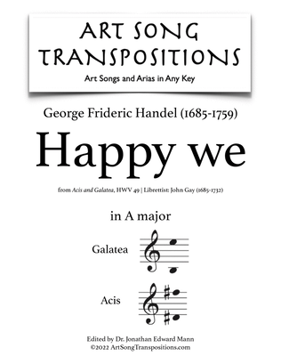 Book cover for HANDEL: Happy we (transposed to A major)