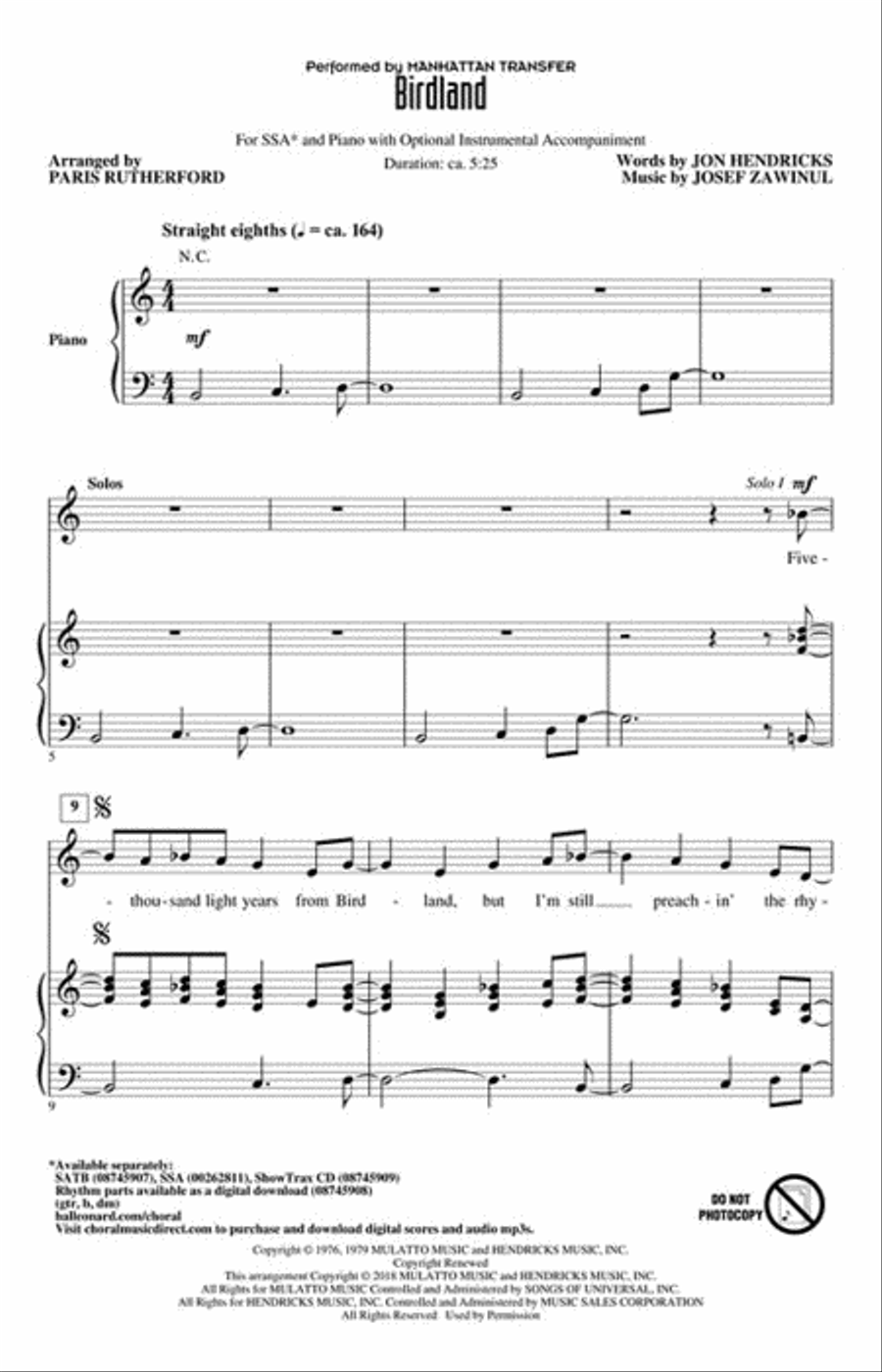 Birdland Birdland SSA scores gallery preview page 2