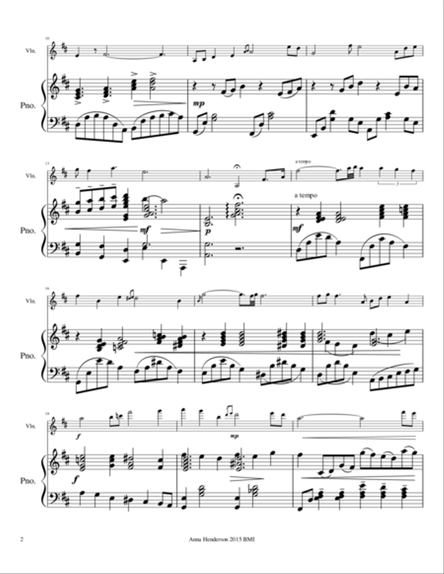 Serenade for the Violin Piano Solo scores gallery preview page 2