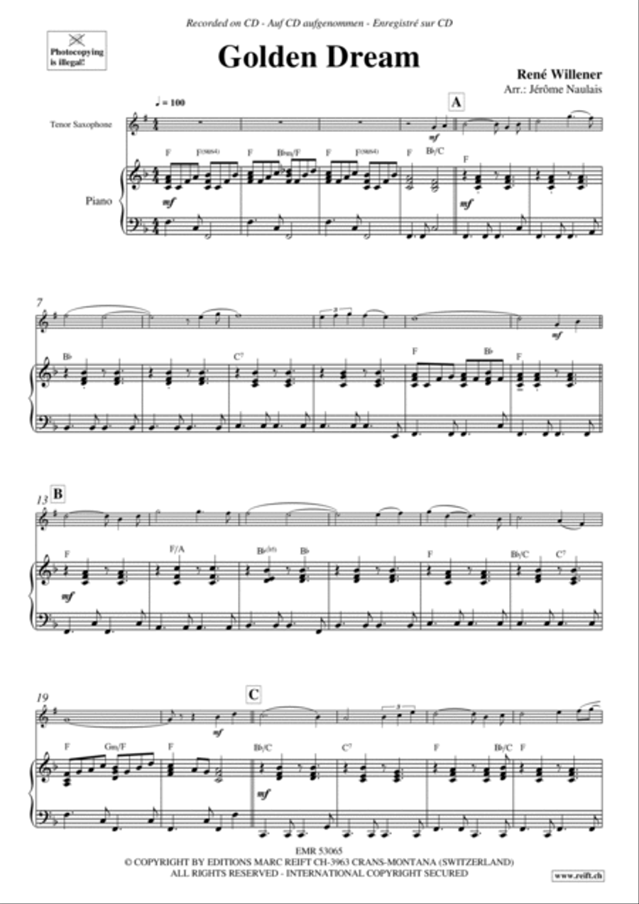 Golden Dream Tenor Saxophone scores gallery preview page 3