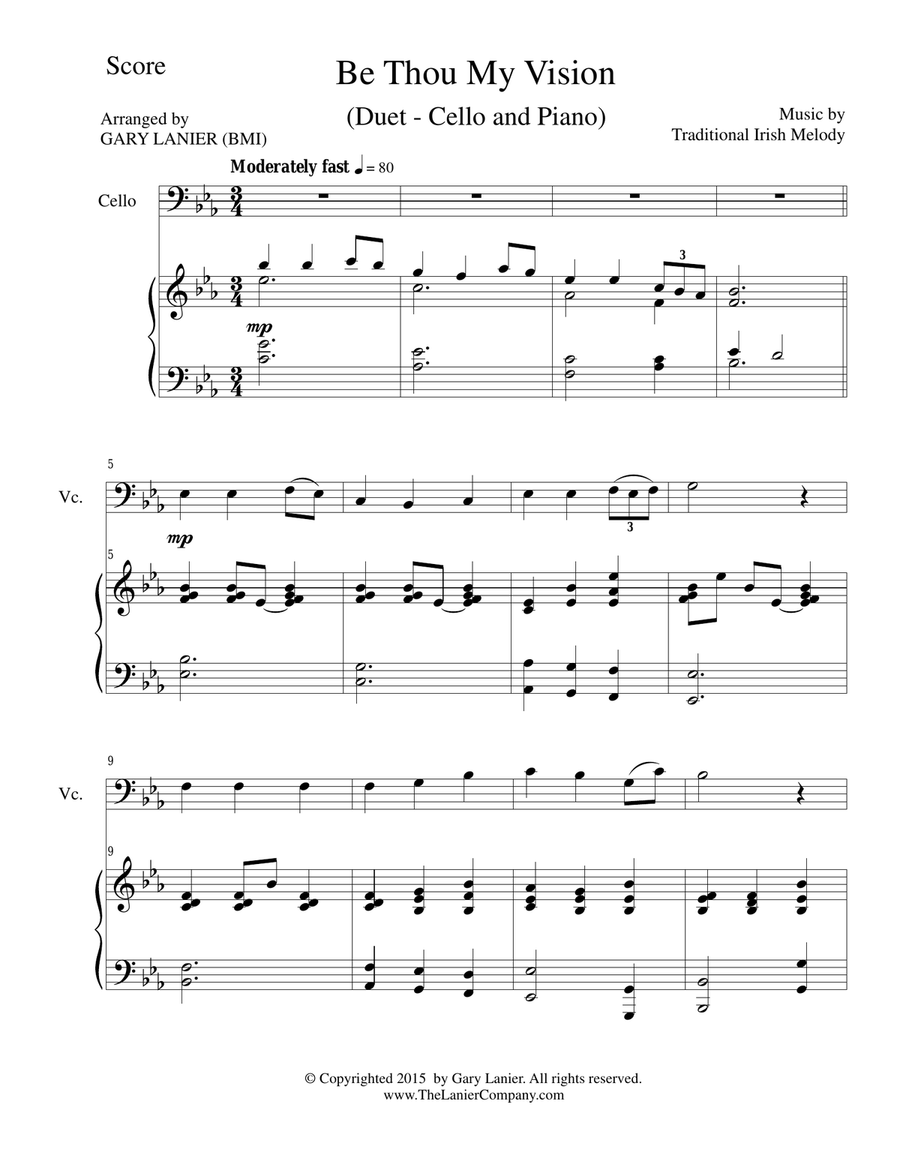 BE THOU MY VISION (Duet – Cello and Piano/Score and Parts) Piano scores gallery preview page 1