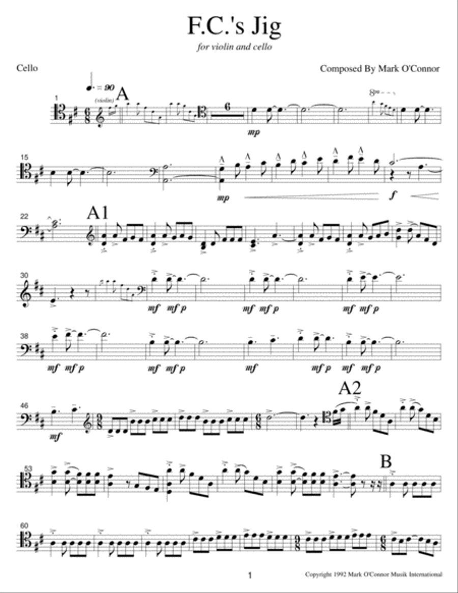 F. C.'s Jig (cello part - vln, cel) String Duet scores gallery preview page 4