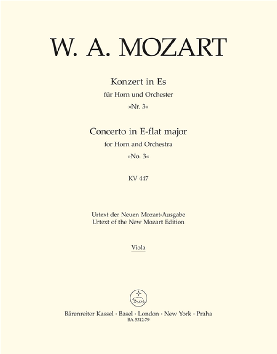 Concerto for Horn and Orchestra, No. 3 E flat major, KV 447 by Wolfgang Amadeus Mozart Horn Solo - Sheet Music