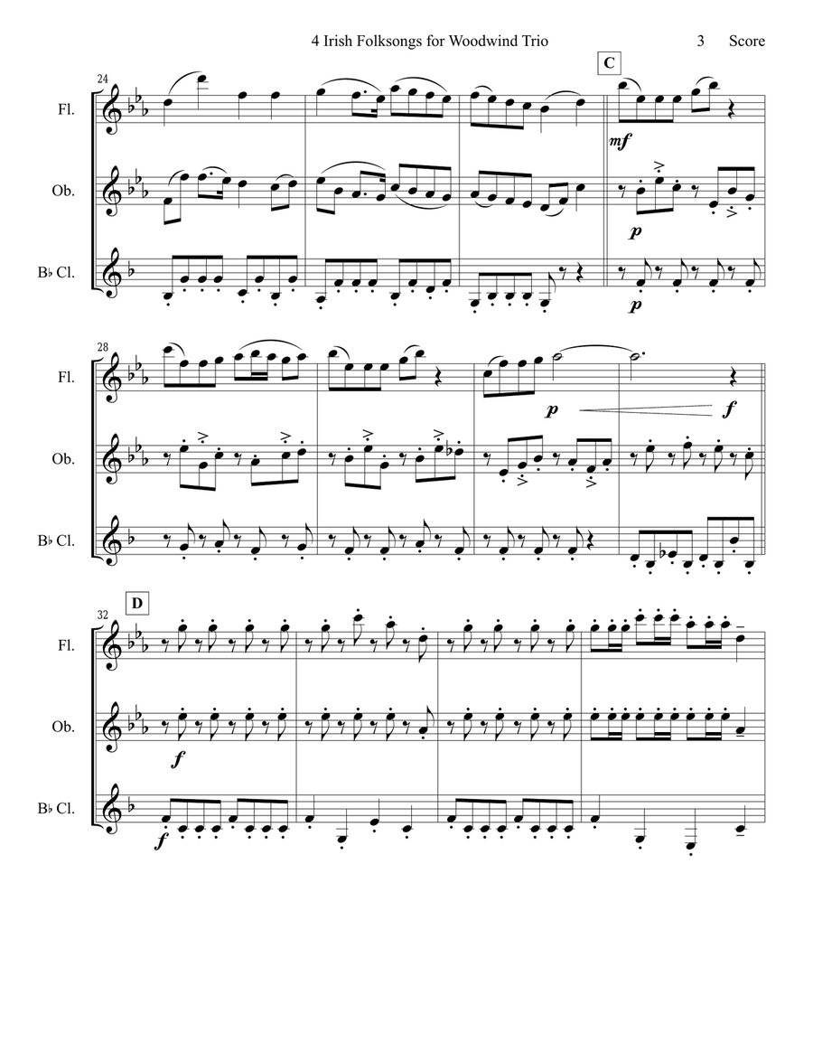4 Irish Folksongs for Woodwind Trio Woodwind Trio scores gallery preview page 4