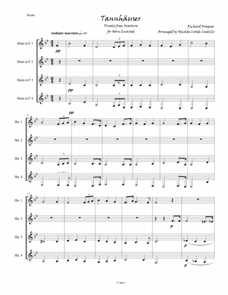 Richard Wagner - Tannhäuser (Pilgrim's Chorus) for Horn Quartet image number null