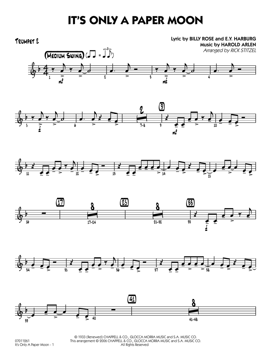 It's Only a Paper Moon (arr. Rick Stitzel) - Trumpet 2