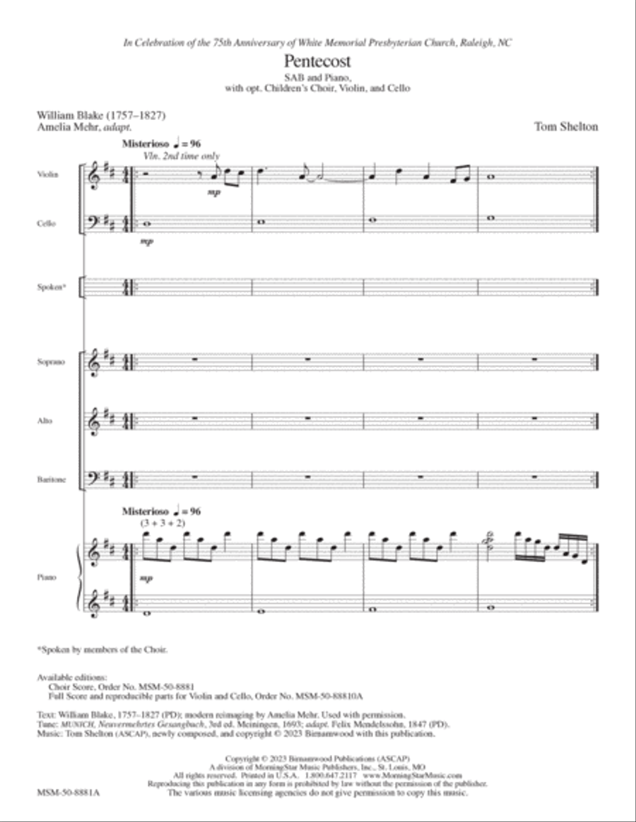 Pentecost (Downloadable Full Score and Parts) Choir scores gallery preview page 3