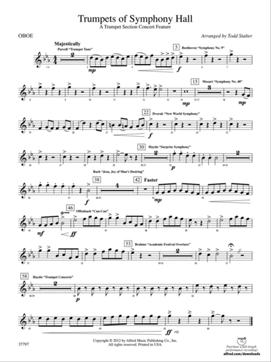 Trumpets of Symphony Hall: Oboe Concert Band scores gallery preview page 1