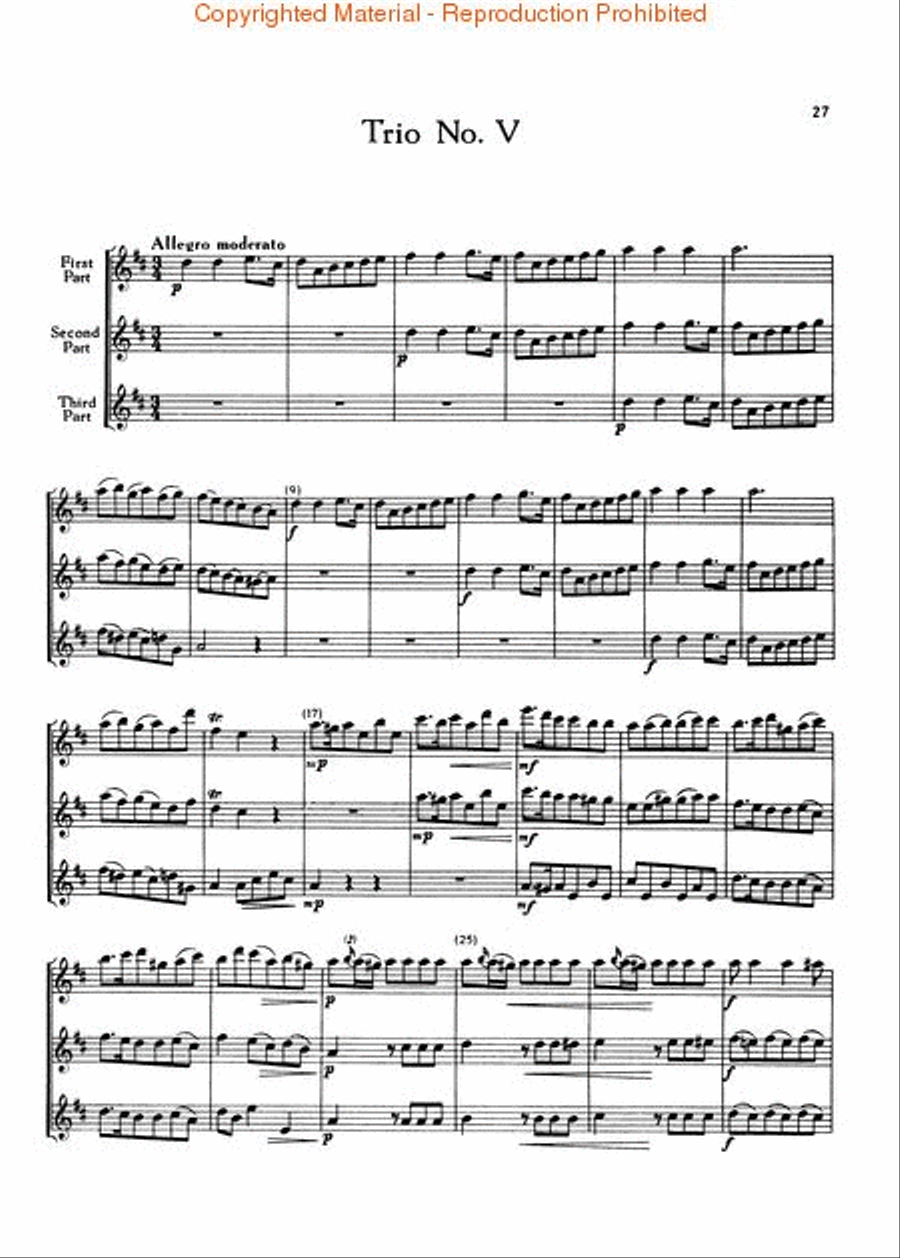 Six Trios for Three Flutes, Op. 83 Clarinet scores gallery preview page 4