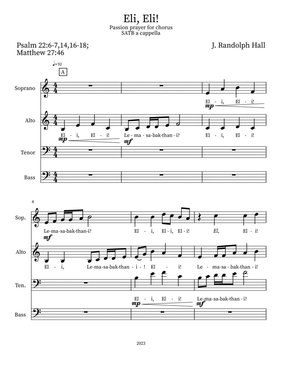 Eli, Eli! 4-Part scores gallery preview page 1