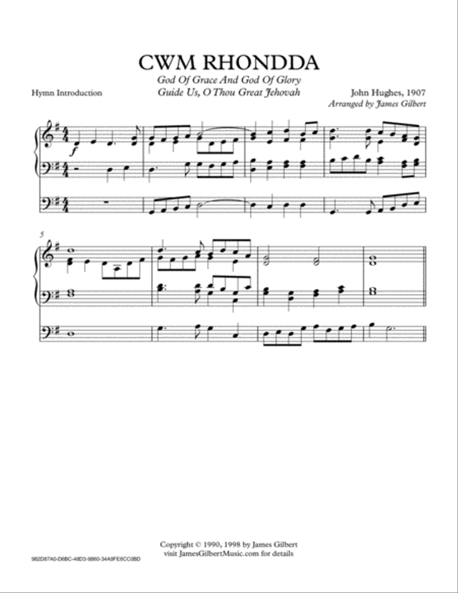 CWM RHONDDA (God Of Grace) Organ Solo scores gallery preview page 1