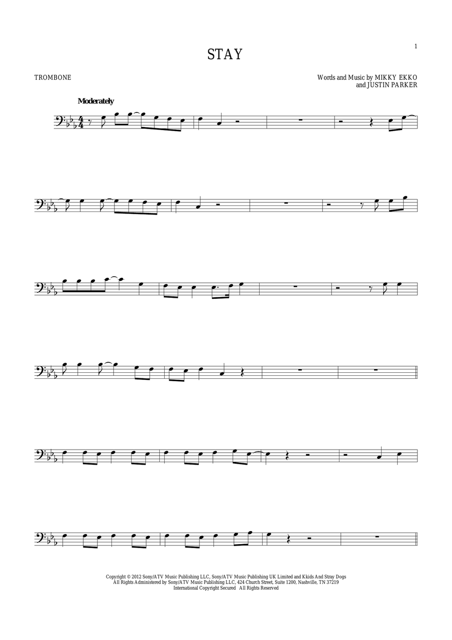 Stay Stay Trombone Solo scores gallery preview page 1