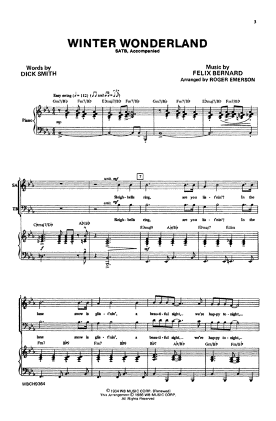 Winter Wonderland Winter Wonderland Choir scores gallery preview page 1