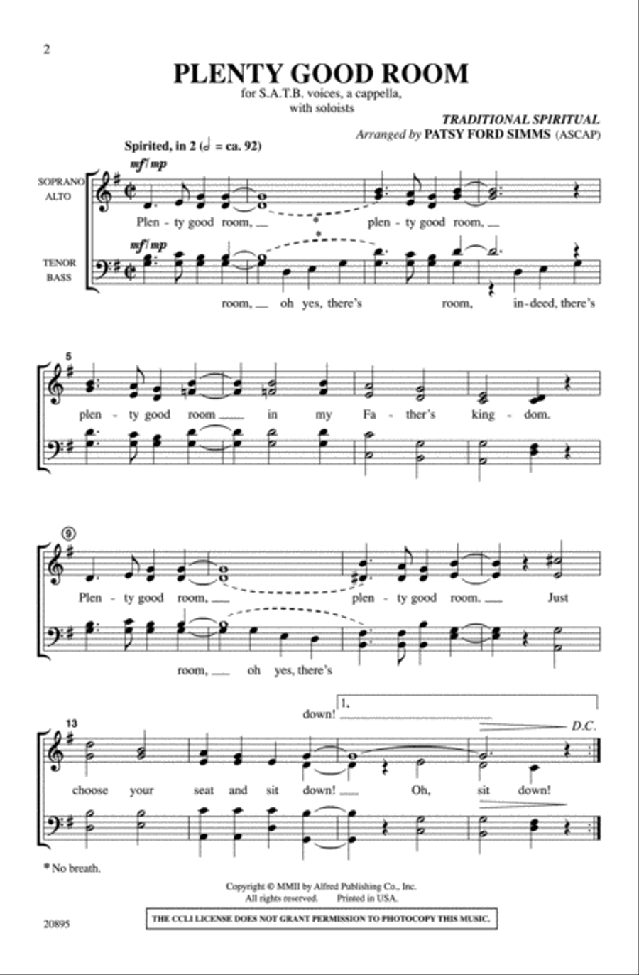 Plenty Good Room 4-Part scores gallery preview page 2