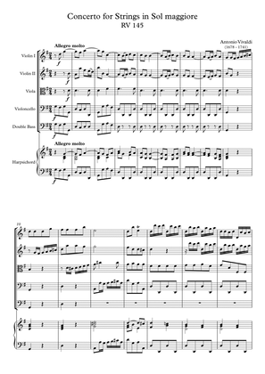 Book cover for Concerto for Strings in Sol maggiore RV 145