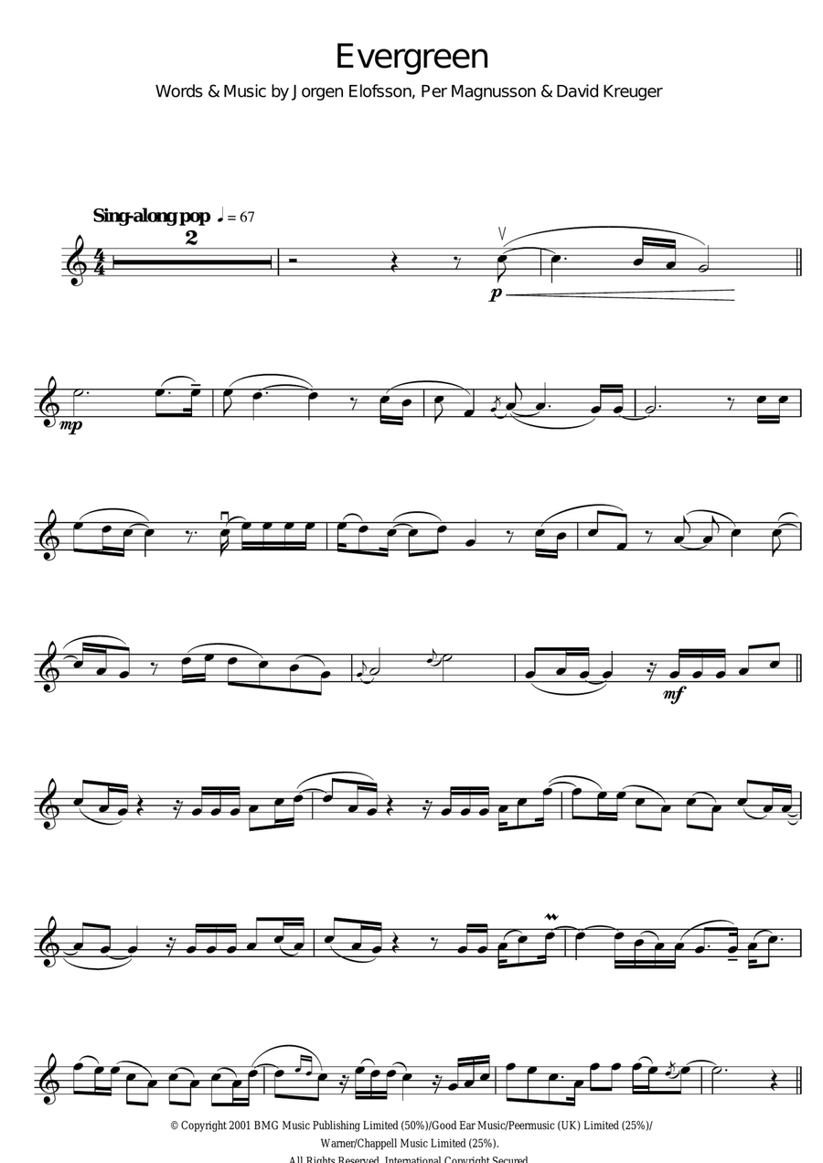 Evergreen Evergreen Violin Solo scores gallery preview page 1