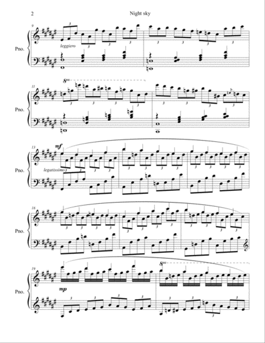 Night Sky (Andrew Lee) Piano Solo scores gallery preview page 2