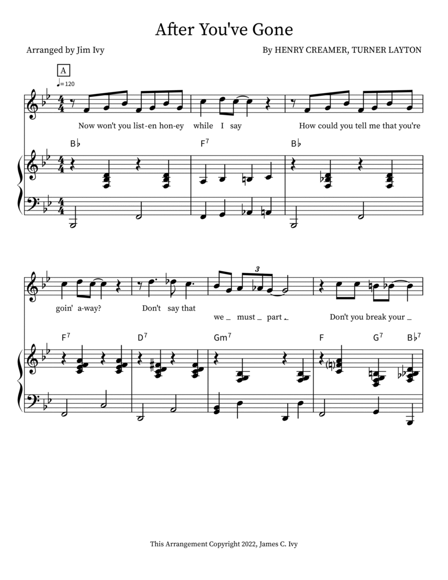 After You've Gone After You've Gone Piano, Vocal, Guitar scores gallery preview page 1