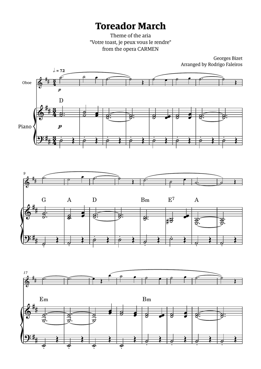 Toreador March (from the opera Carmen) - easy version Chamber Music scores gallery preview page 1