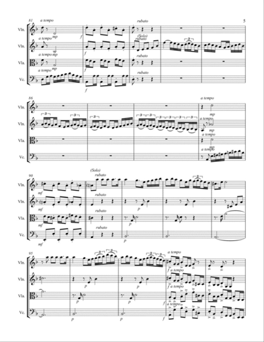 Albéniz - “Sevilla” from Suite Española (for String Quartet) String Quartet scores gallery preview page 6