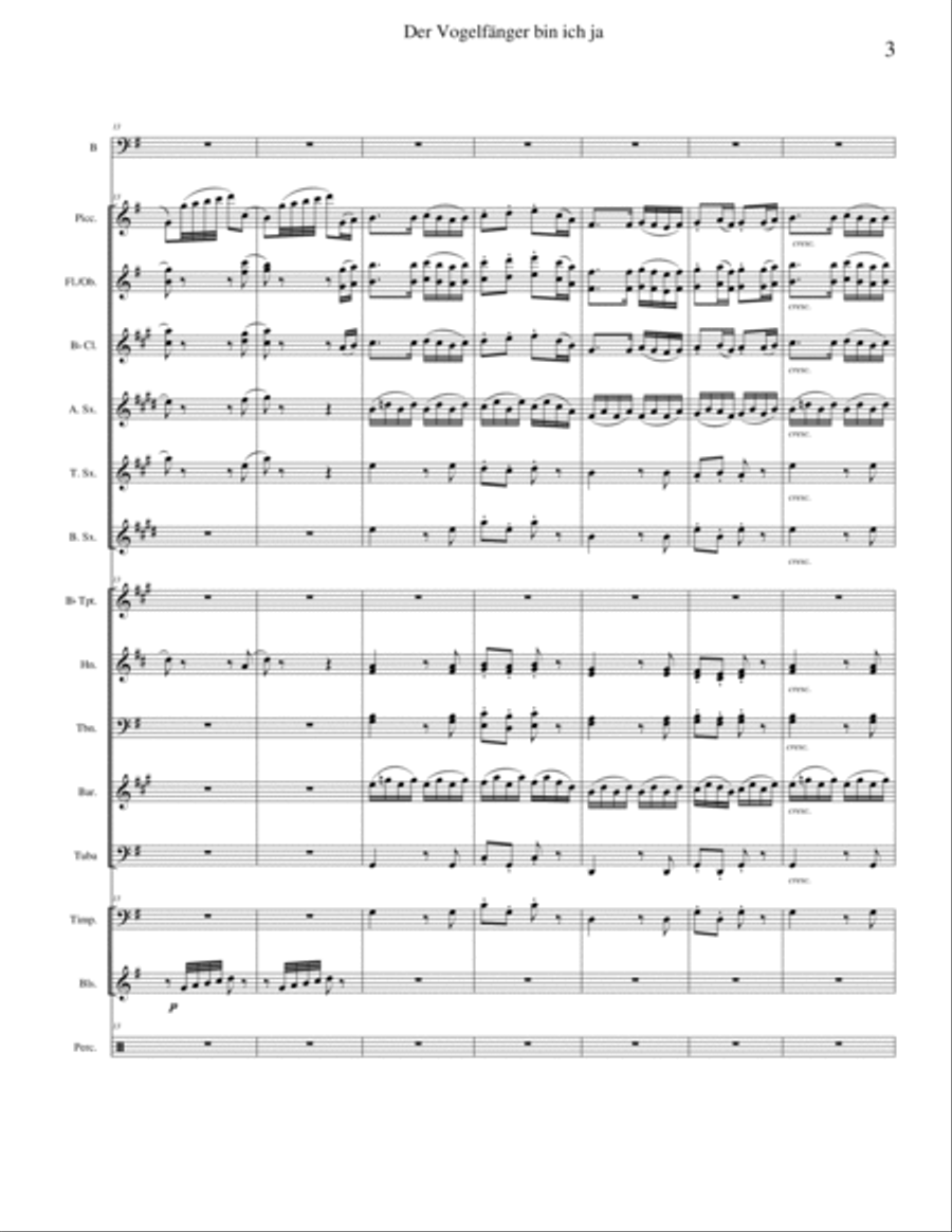 Der Vogelfanger from The Magic Flute for Concert Band and Baritone voice Concert Band scores gallery preview page 3