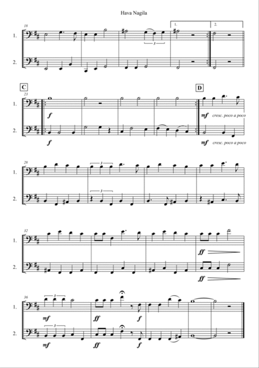 Hava Nagila String Duet scores gallery preview page 2