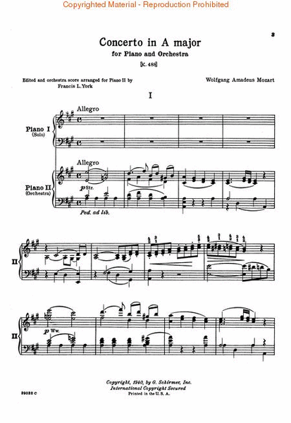 Concerto No. 23 in A, K.488 by Wolfgang Amadeus Mozart Piano - Sheet Music