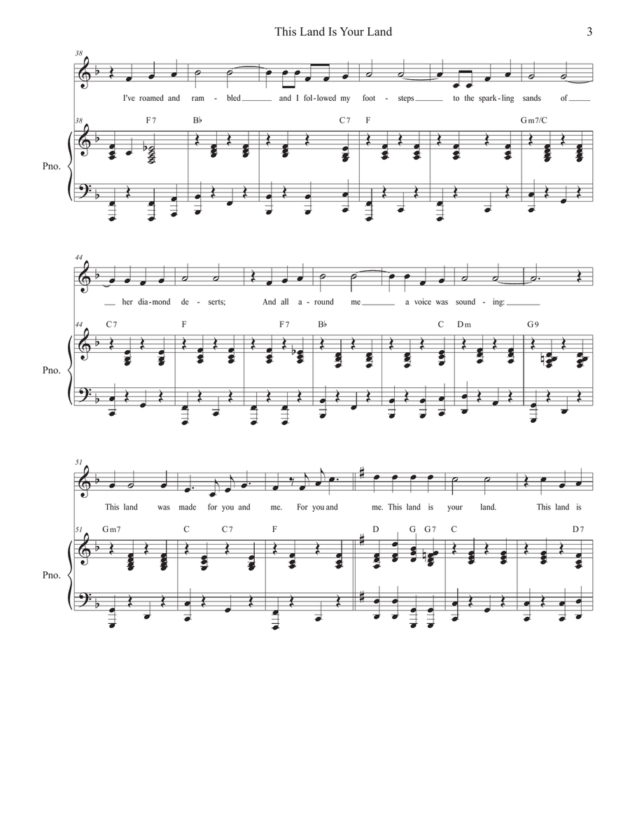This Land Is Your Land Unison Choir scores gallery preview page 3