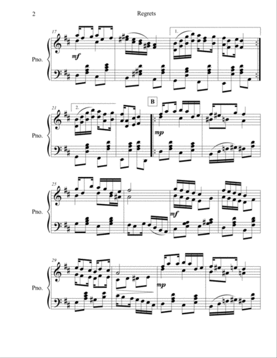 Regrets: Slow Rag Piano Solo scores gallery preview page 3