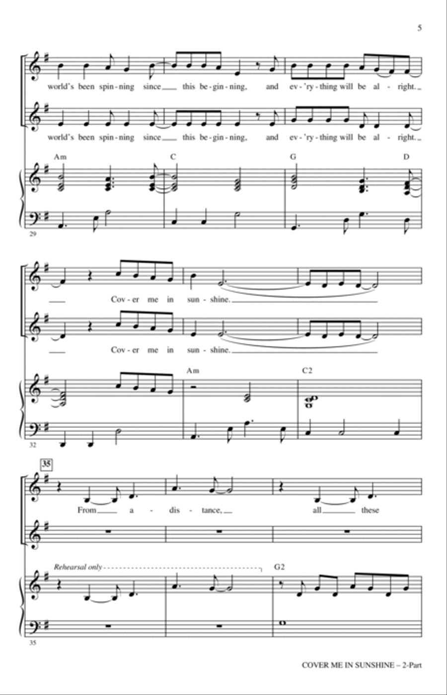 Cover Me In Sunshine (arr. Mac Huff) 2-Part scores gallery preview page 4