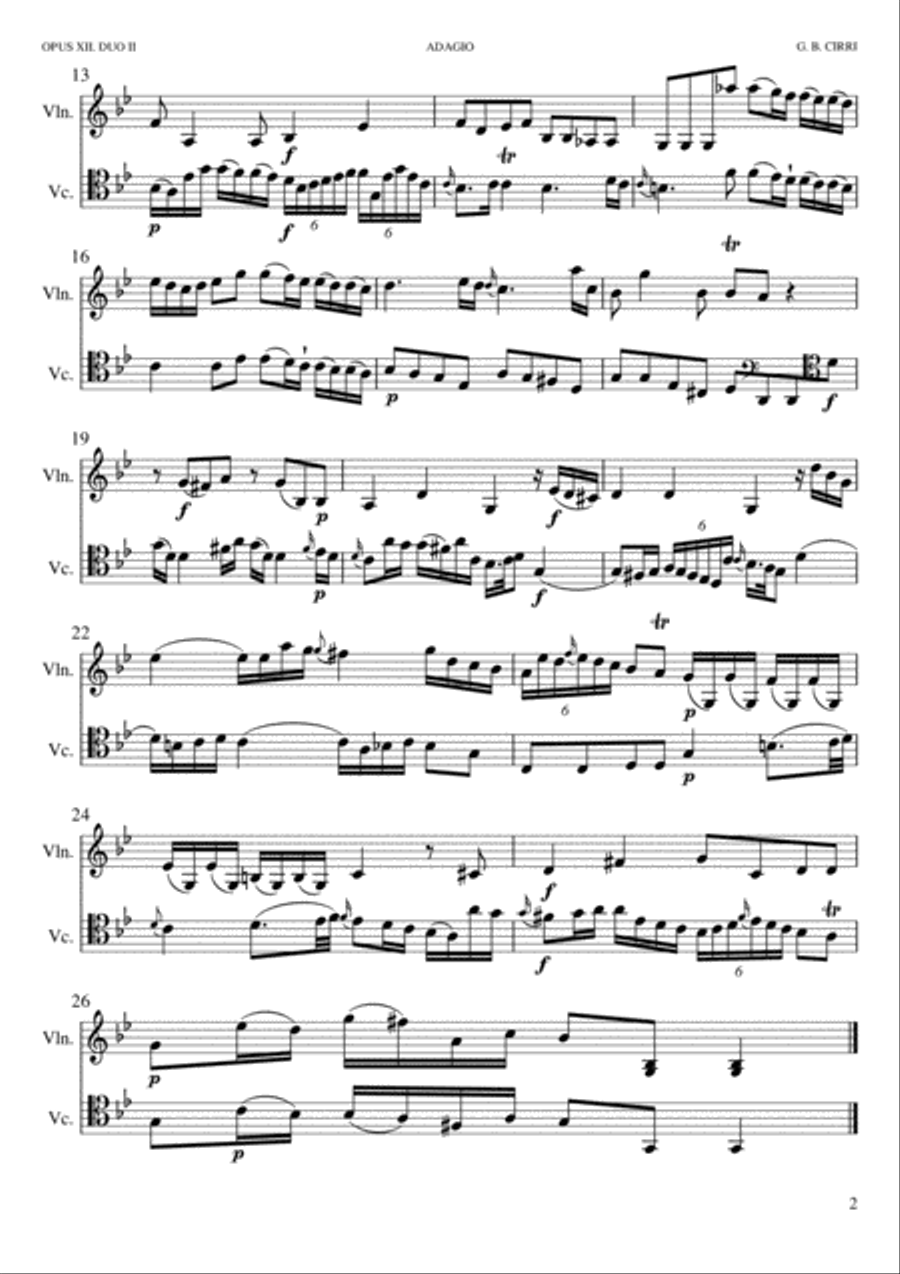 Adagio DUO II for Violin and Cello OPUS XII Chamber Orchestra scores gallery preview page 2