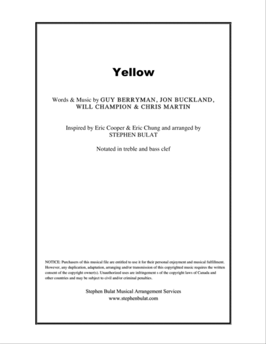 Yellow Piano, Vocal, Guitar scores gallery preview page 1