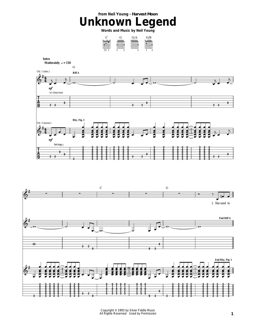 Unknown Legend Acoustic Guitar scores gallery preview page 1