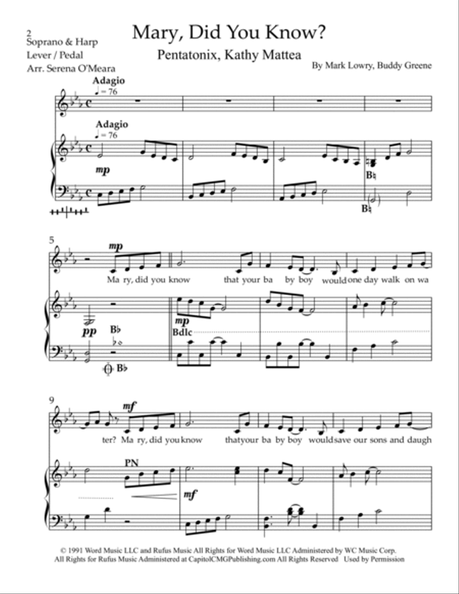 Mary, Did You Know? Harp scores gallery preview page 2