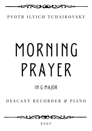 Tchaikovsky - Morning Prayer in G Major for Descant Recorder & Piano - Easy