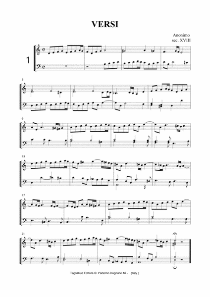 ANONYMOUS Sec. XVIII - Versetti for Organ Organ Solo - Digital Sheet Music