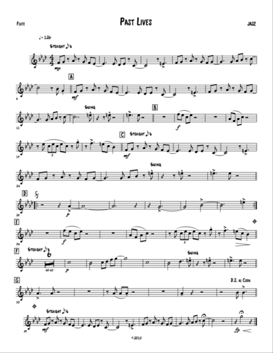 Past Lives -Flute / C treble clef Jazz Ensemble scores gallery preview page 1