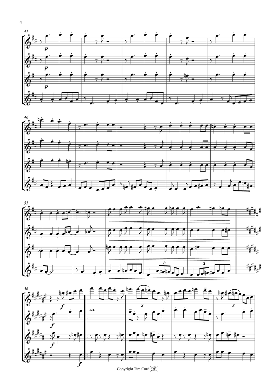 O When The Saints Go Marching In. For Saxophone Quartet Saxophone Quartet scores gallery preview page 4