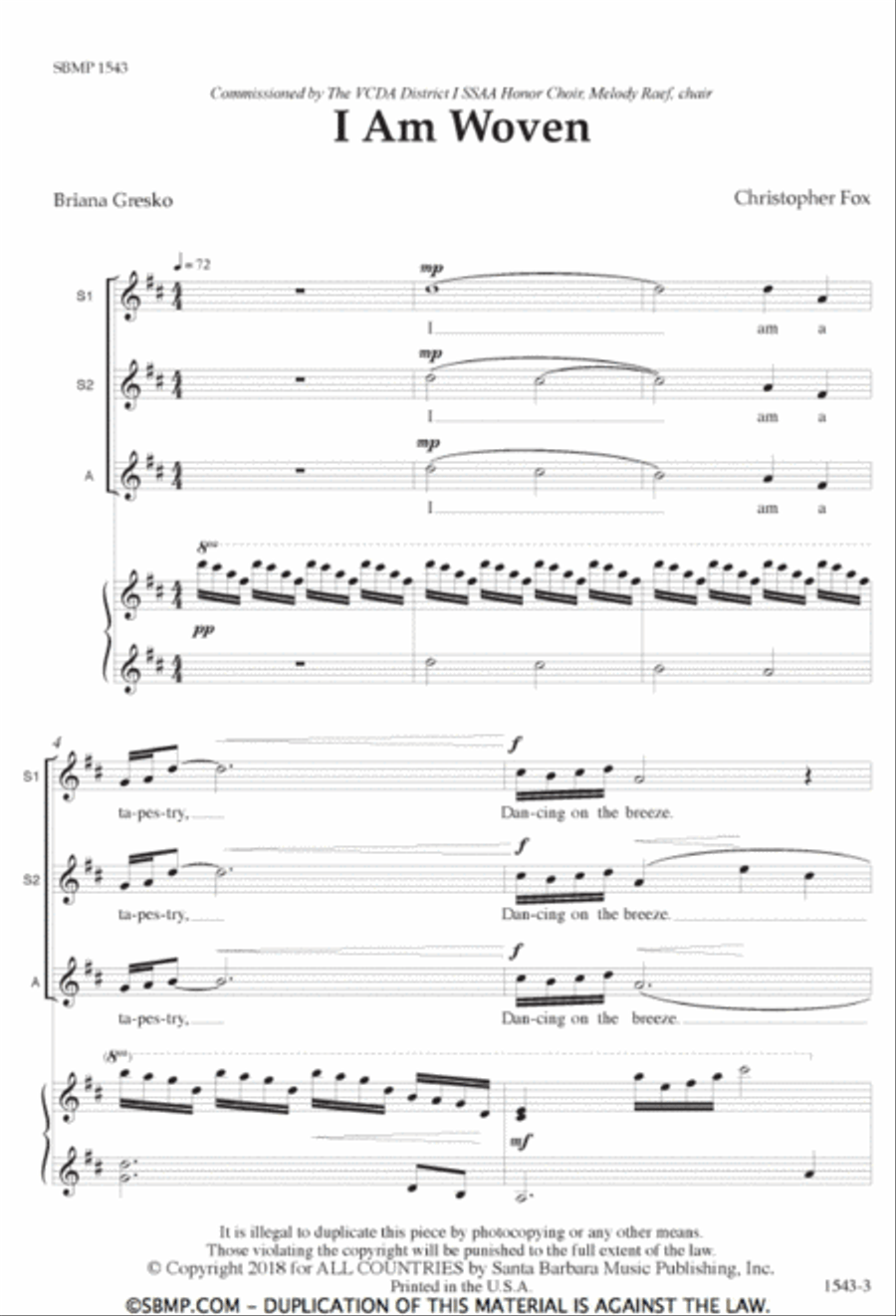 I Am Woven - SSA Octavo SSA scores gallery preview page 2