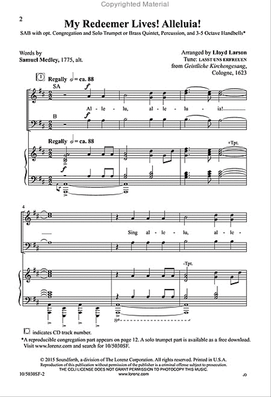 My Redeemer Lives! Alleluia! 3-Part scores gallery preview page 2