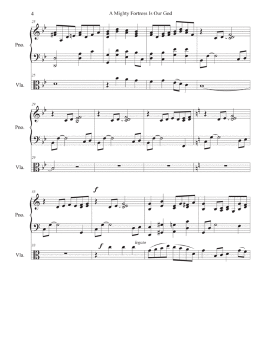 A Mighty Fortress VIOLA Solo Piano scores gallery preview page 4
