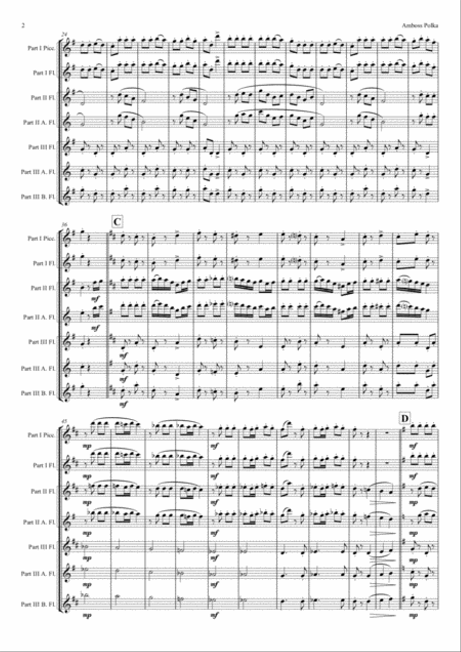 Amboss-Polka - German Polka - Oktoberfest - Flute Trio Flute Trio scores gallery preview page 2
