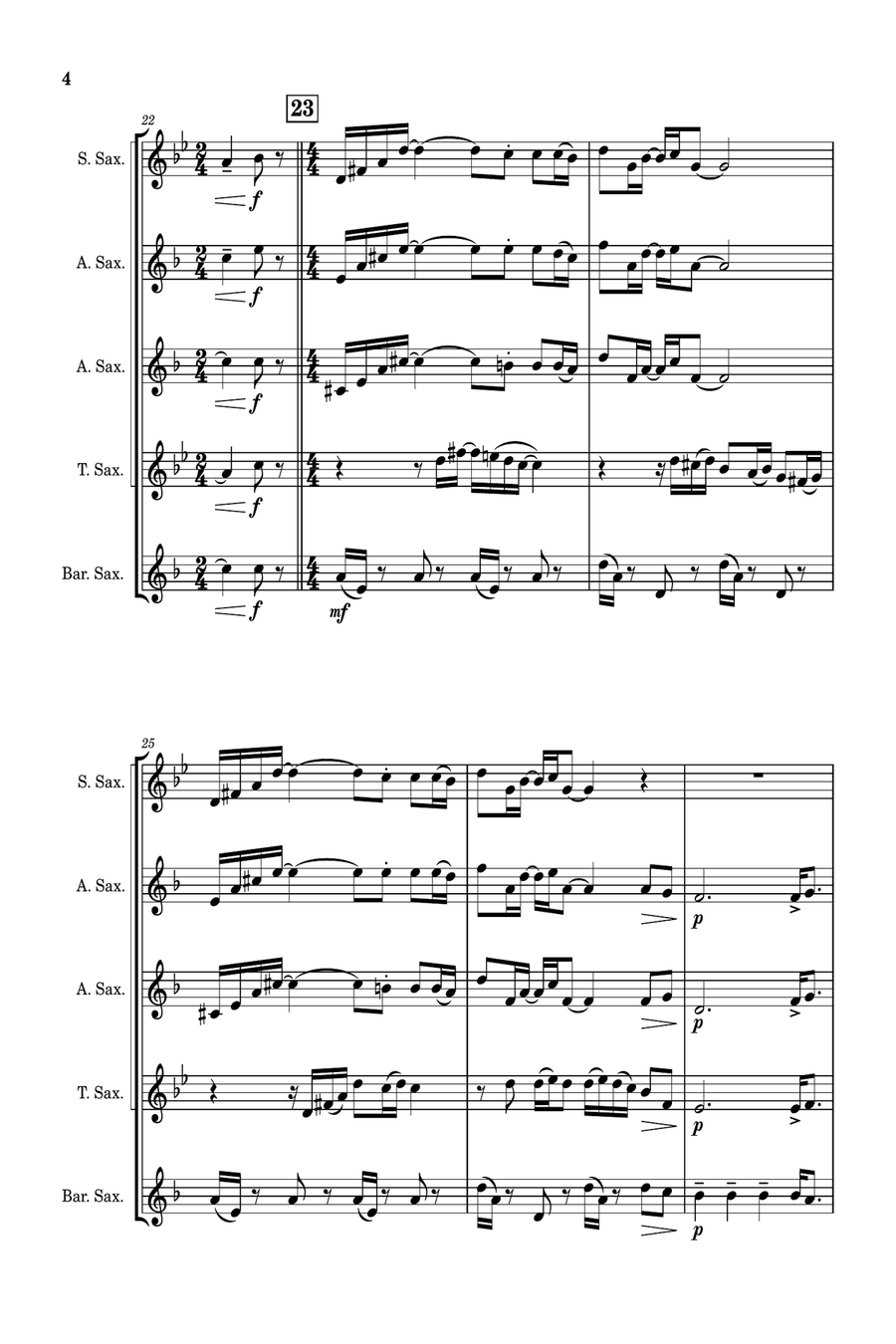 Breakfast In America Saxophone Quintet scores gallery preview page 5