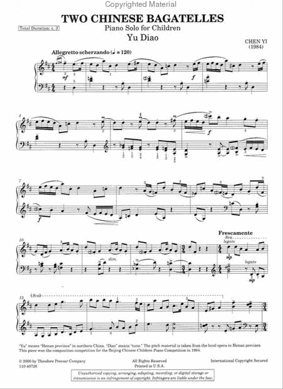 Two Chinese Bagatelles Two Chinese Bagatelles Chamber Music scores gallery preview page 2