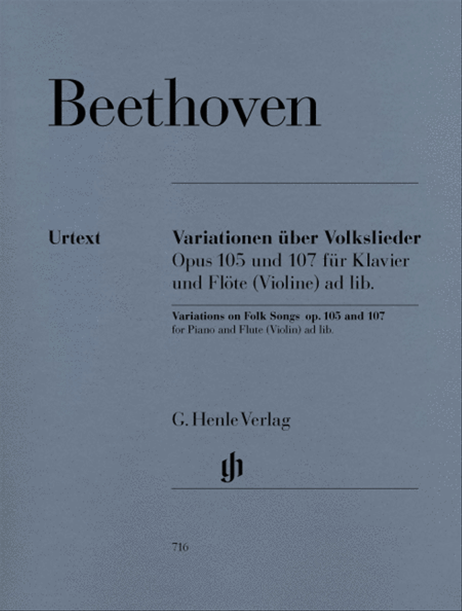 Book cover for Variations on Folk Songs, Op. 105 and 107