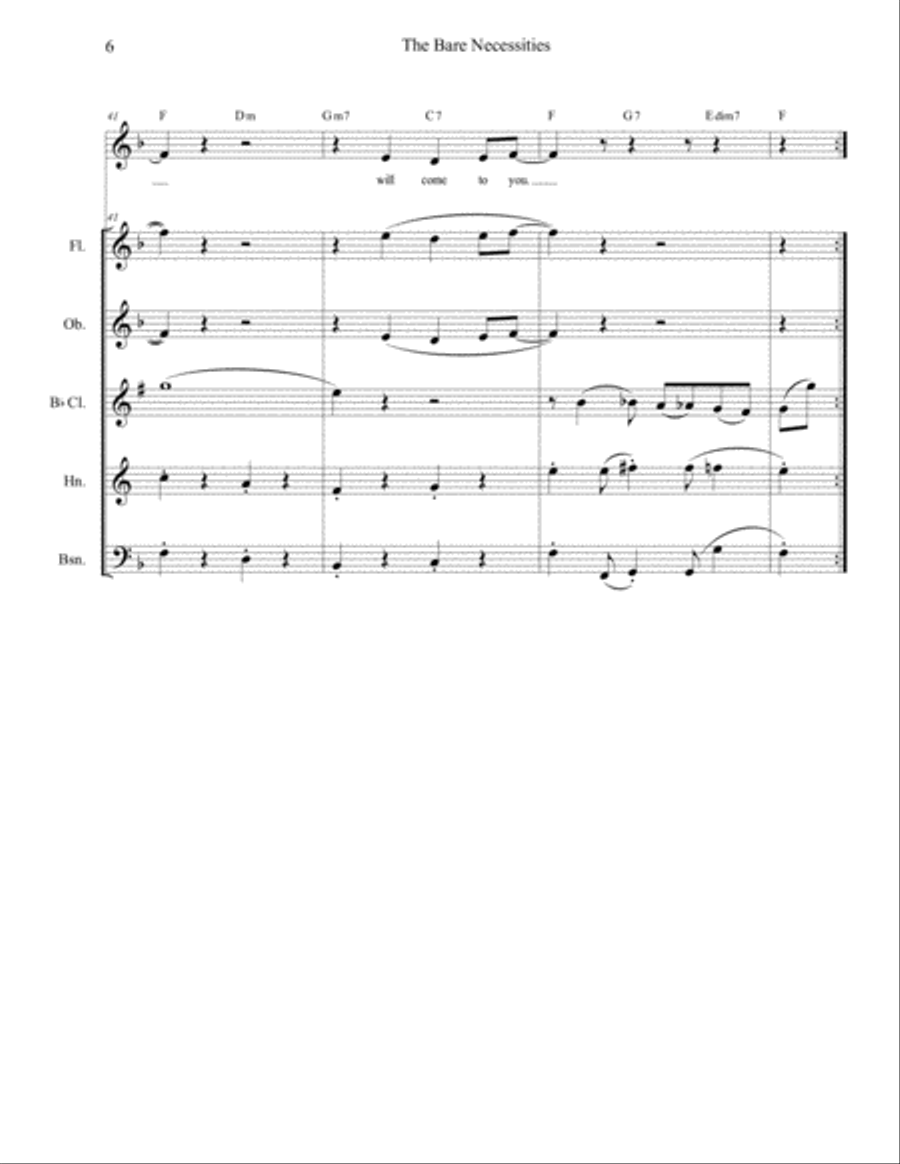The Bare Necessities from THE JUNGLE BOOK Woodwind Quintet scores gallery preview page 6