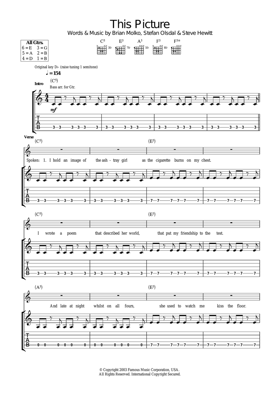This Picture This Picture Guitar Tablature scores gallery preview page 1