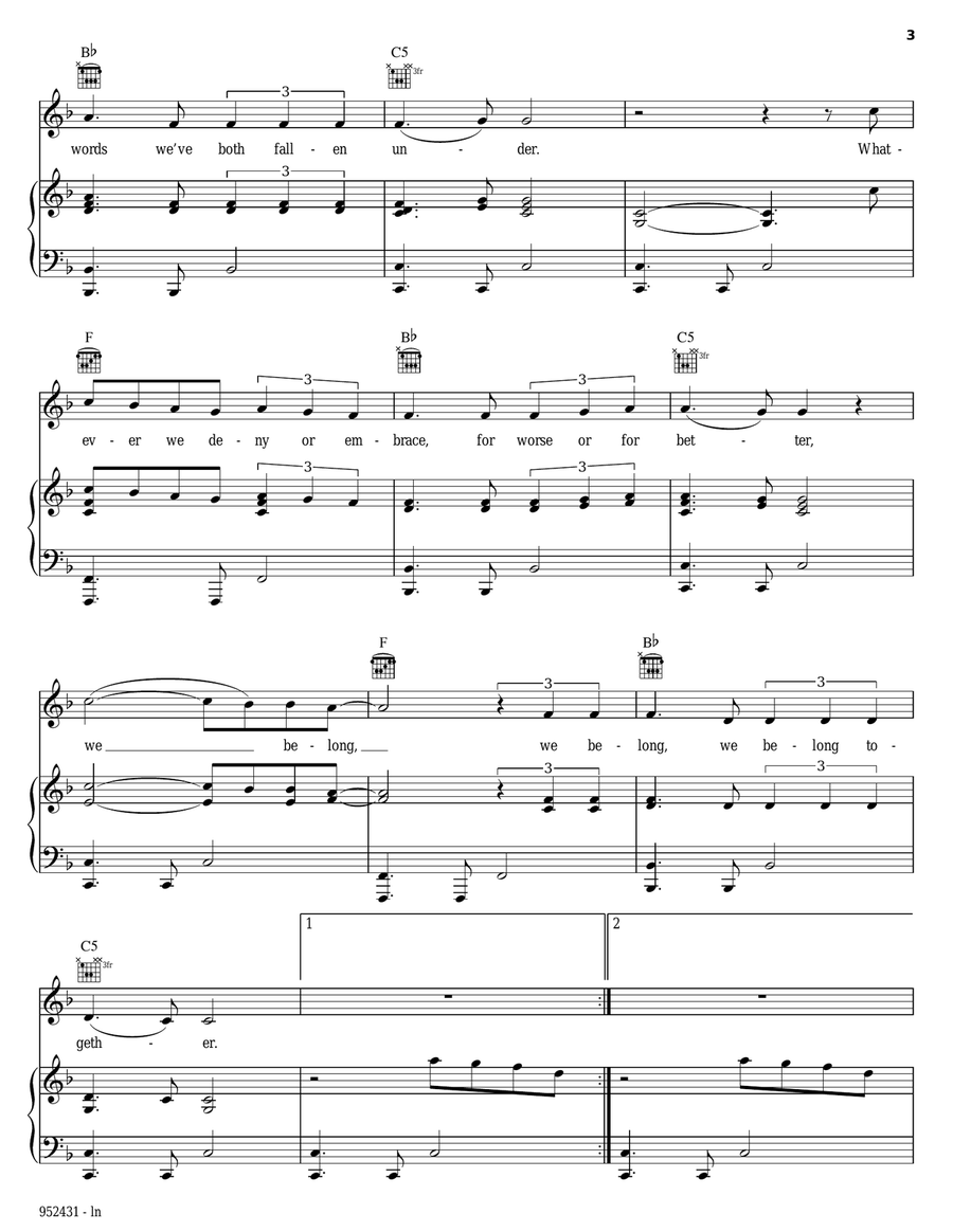 We Belong We Belong Piano, Vocal, Guitar scores gallery preview page 3