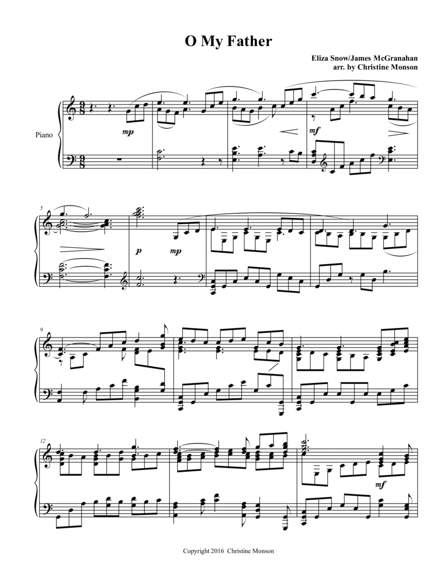 O My Father - piano solo, advanced by James McGranahan Piano Solo - Digital Sheet Music